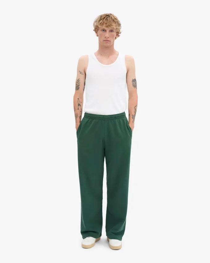 Pantalon de survêtement bio à coupe droite - Vert émeraude