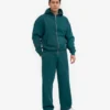 Pantalon de survêtement bio à coupe droite - Vert océan