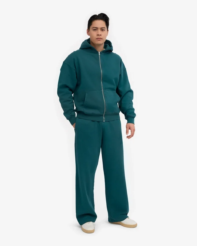 Pantalon de survêtement bio à coupe droite - Vert océan