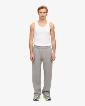 Pantalon de survêtement droit en coton bio – Gris chiné