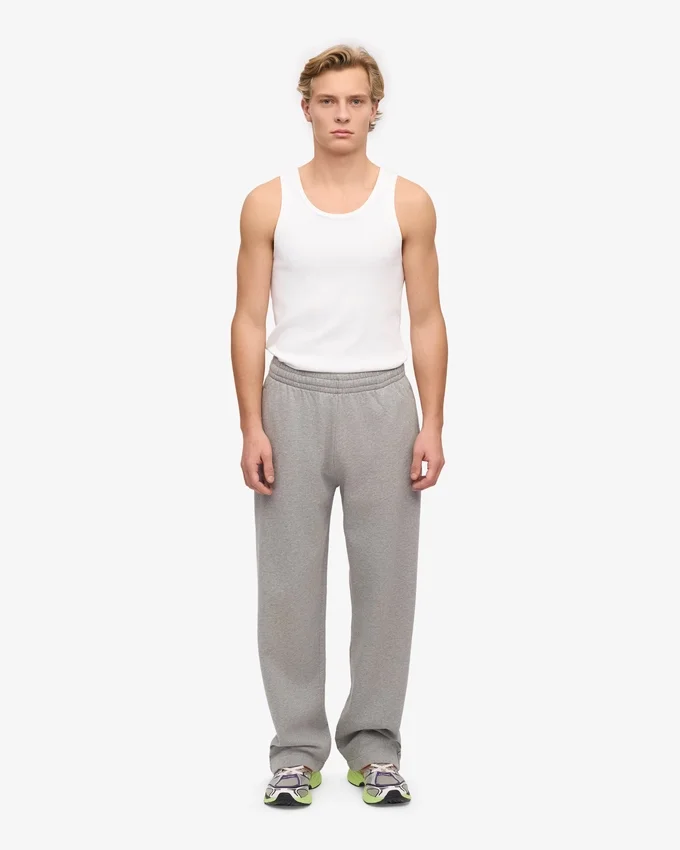 Pantalon de survêtement droit en coton bio - Gris chiné