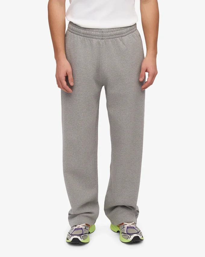 Pantalon de survêtement droit en coton bio - Gris chiné