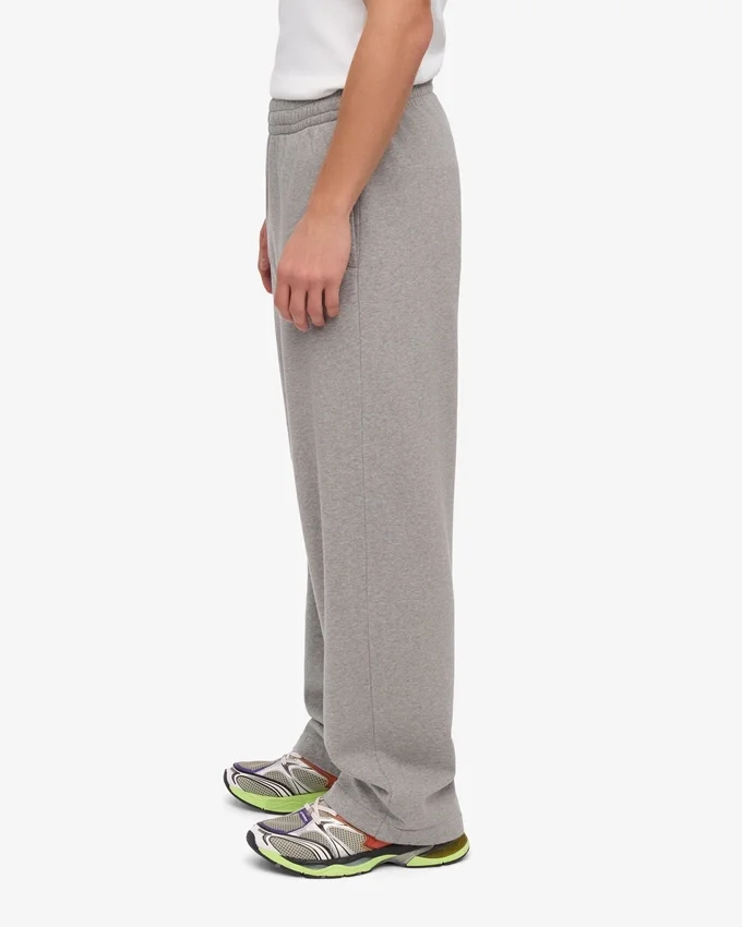 Pantalon de survêtement droit en coton bio - Gris chiné
