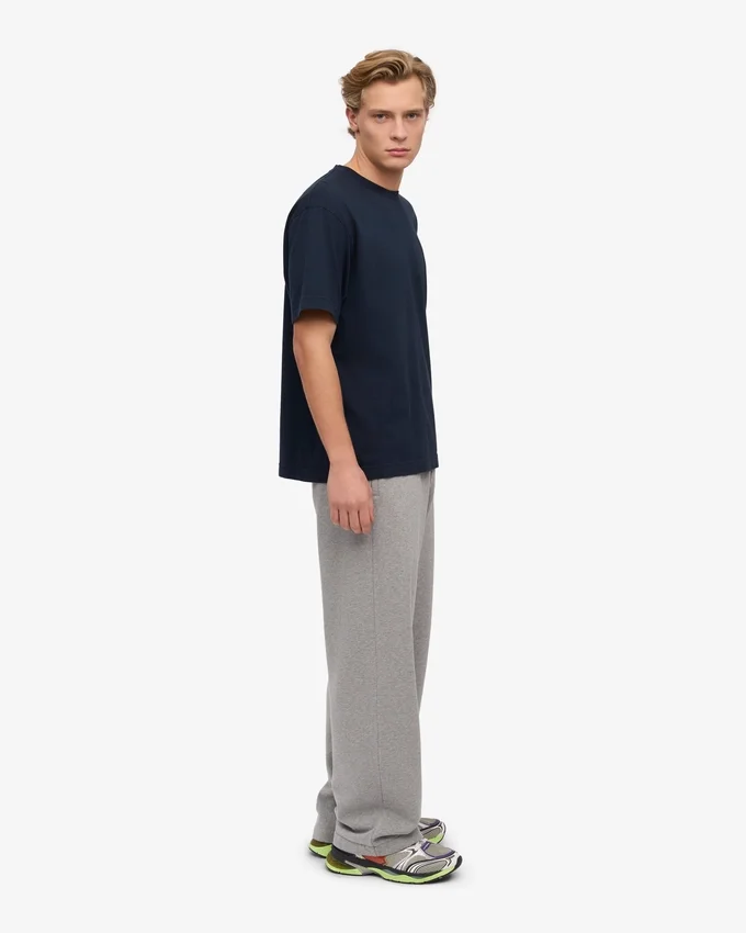 Pantalon de survêtement droit en coton bio - Gris chiné