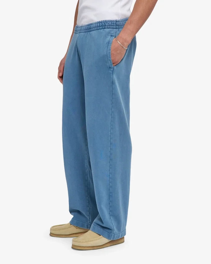 Pantalon de survêtement droit en coton bio - Indigo délavé