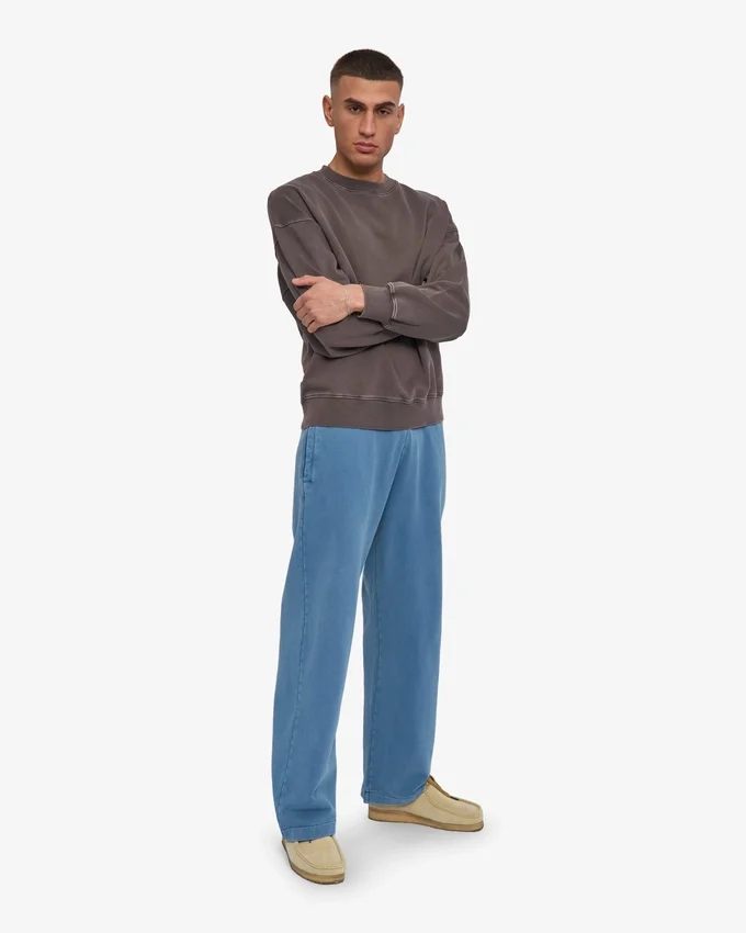 Pantalon de survêtement droit en coton bio - Indigo délavé