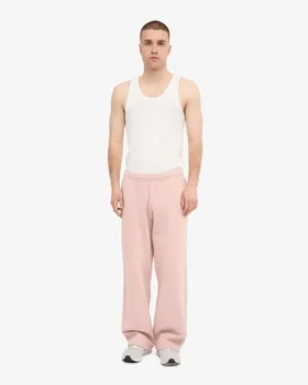Pantalon de survêtement droit en coton bio – Rose délavé