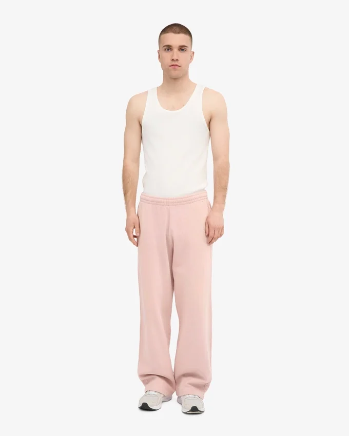 Pantalon de survêtement droit en coton bio - Rose délavé