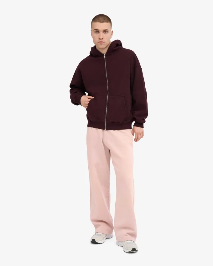 Pantalon de survêtement droit en coton bio - Rose délavé