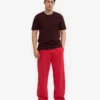 Pantalon de survêtement en coton bio à coupe droite - Rouge écarlate