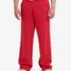Pantalon de survêtement en coton bio à coupe droite - Rouge écarlate