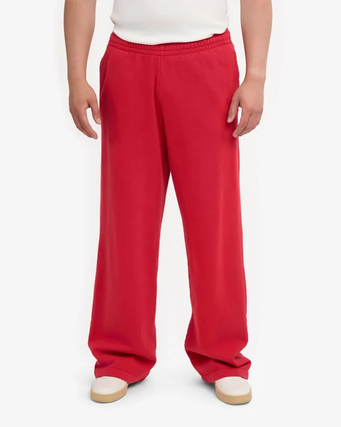Pantalon de survêtement en coton bio à coupe droite - Rouge écarlate