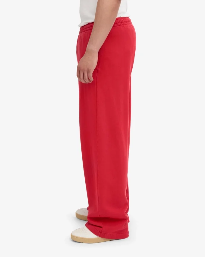 Pantalon de survêtement en coton bio à coupe droite - Rouge écarlate