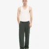 Pantalon de survêtement en lin bio à coupe droite - Vert forêt
