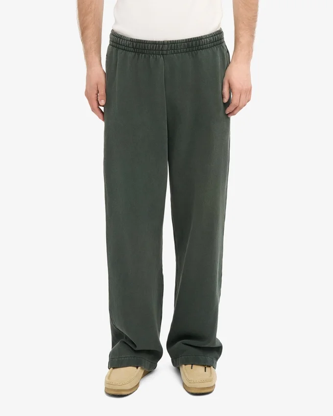 Pantalon de survêtement en lin bio à coupe droite - Vert forêt