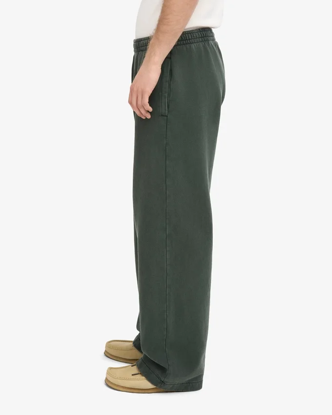 Pantalon de survêtement en lin bio à coupe droite - Vert forêt