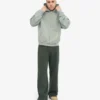 Pantalon de survêtement en lin bio à coupe droite - Vert forêt
