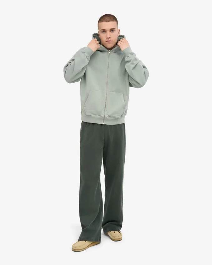 Pantalon de survêtement en lin bio à coupe droite - Vert forêt