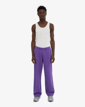 Pantalon de survêtement en lin bio à coupe droite – Violet ultra