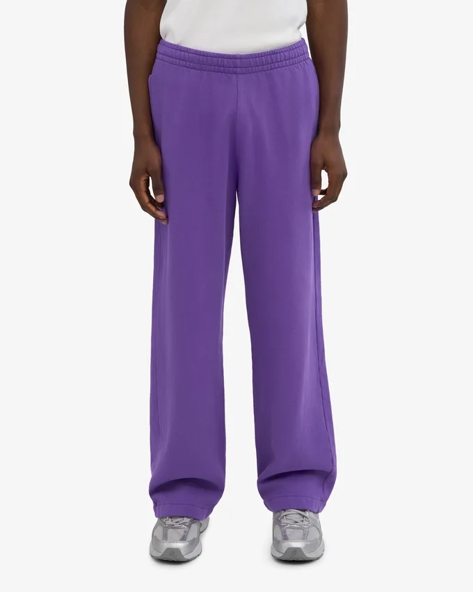 Pantalon de survêtement en lin bio à coupe droite - Violet ultra