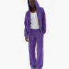 Pantalon de survêtement en lin bio à coupe droite - Violet ultra