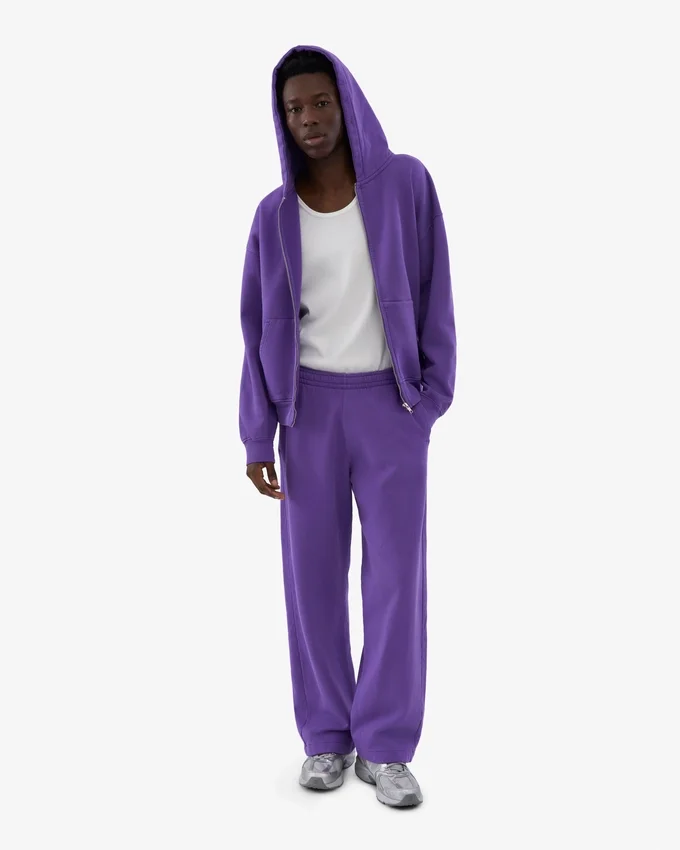 Pantalon de survêtement en lin bio à coupe droite - Violet ultra