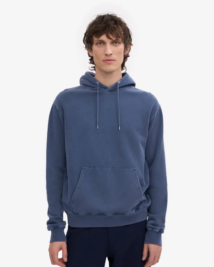 Pull à capuche Classic Organic en coton bio - Bleu Neptune