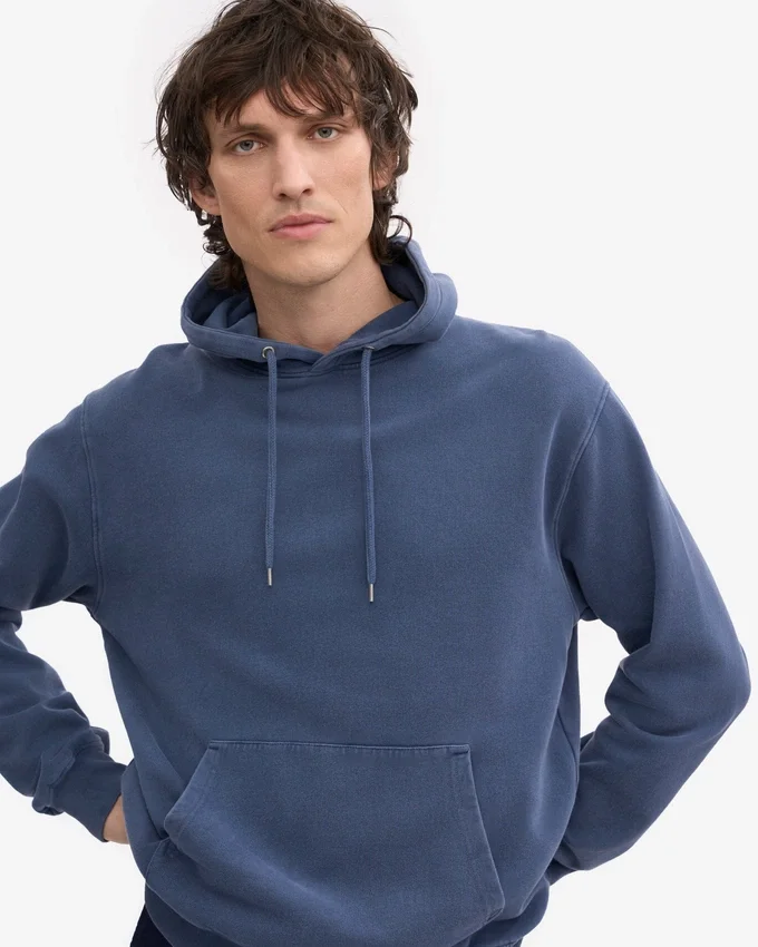 Pull à capuche Classic Organic en coton bio - Bleu Neptune