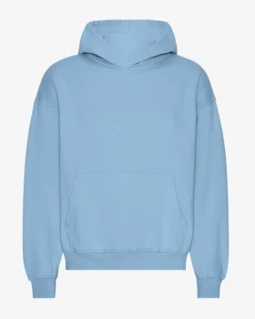 Pull à capuche oversize en coton bio - Bleu bord de mer