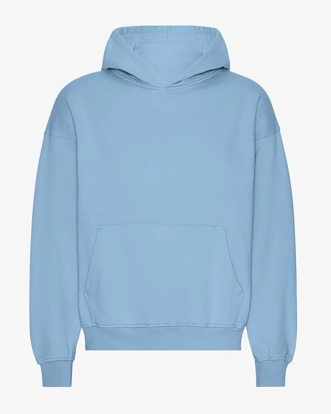 Pull à capuche oversize en coton bio - Bleu bord de mer