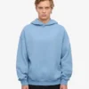 Pull à capuche oversize en coton bio - Bleu bord de mer