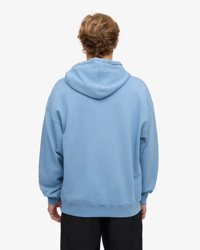 Pull à capuche oversize en coton bio - Bleu bord de mer