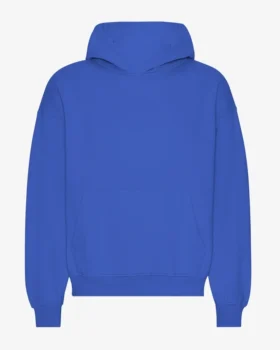 Pull à capuche oversize en coton bio - Bleu saphir