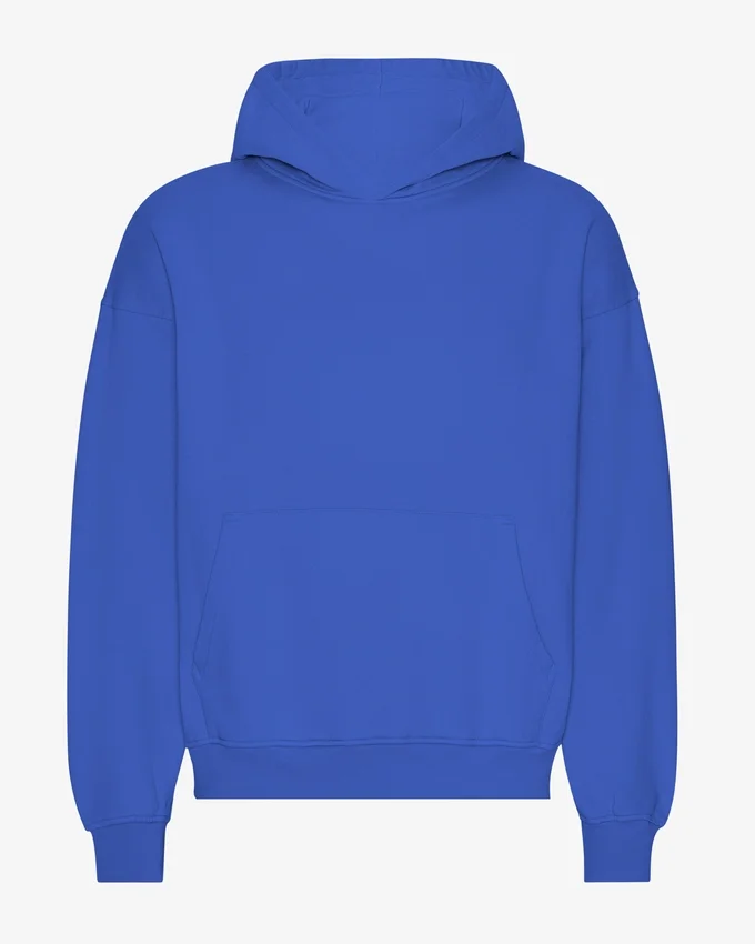 Pull à capuche oversize en coton bio - Bleu saphir