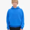 Pull à capuche oversize en coton bio - Bleu saphir