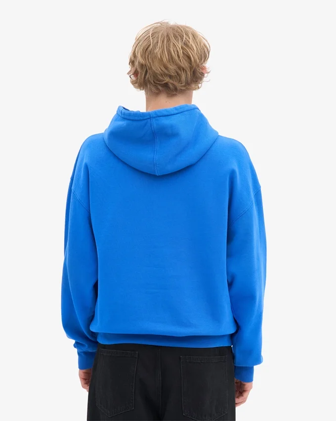 Pull à capuche oversize en coton bio - Bleu saphir