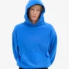 Pull à capuche oversize en coton bio - Bleu saphir