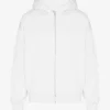 Pull à capuche zippé oversize en laine bio - Blanc optique