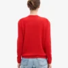 Pull classique à col rond en laine mérinos pour femme - Rouge mandarine