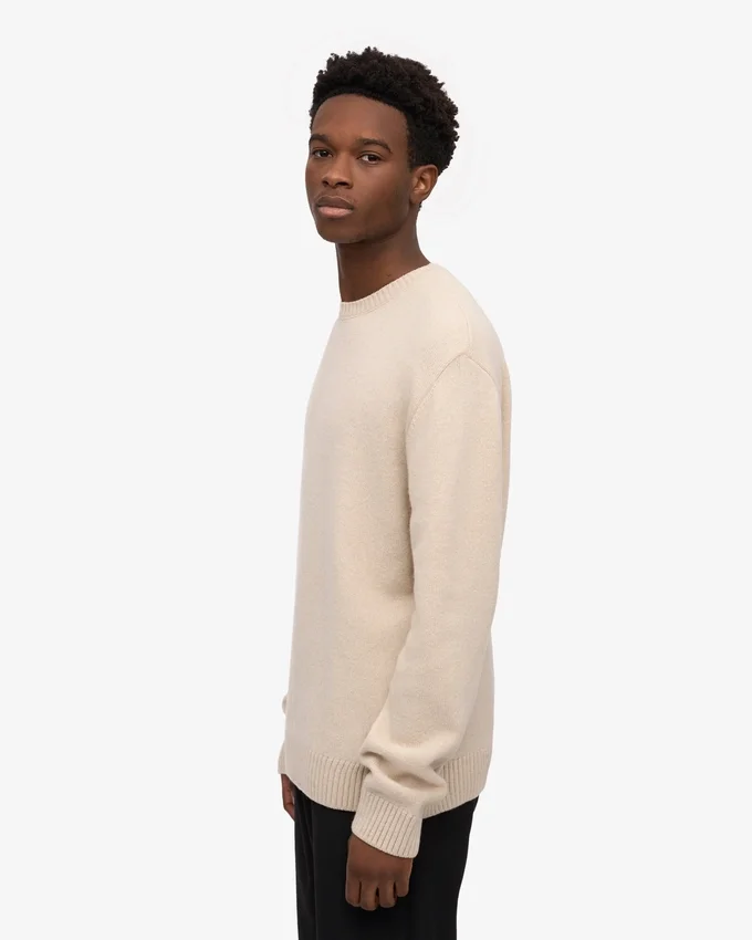 Pull classique en laine mérinos - Blanc ivoire