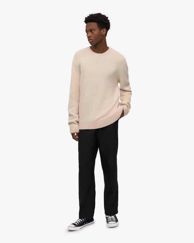 Pull classique en laine mérinos - Blanc ivoire