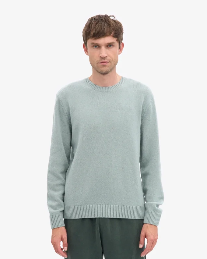 Pull classique en laine mérinos - Bleu acier