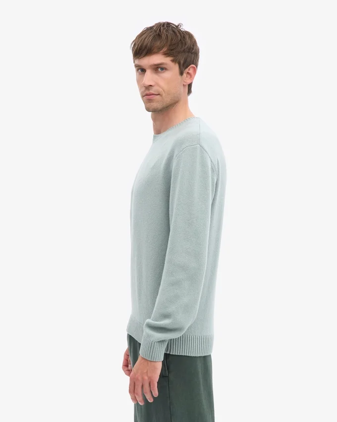 Pull classique en laine mérinos - Bleu acier