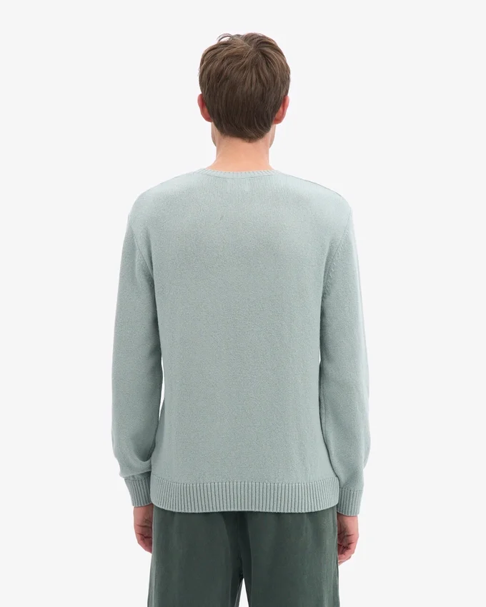 Pull classique en laine mérinos - Bleu acier