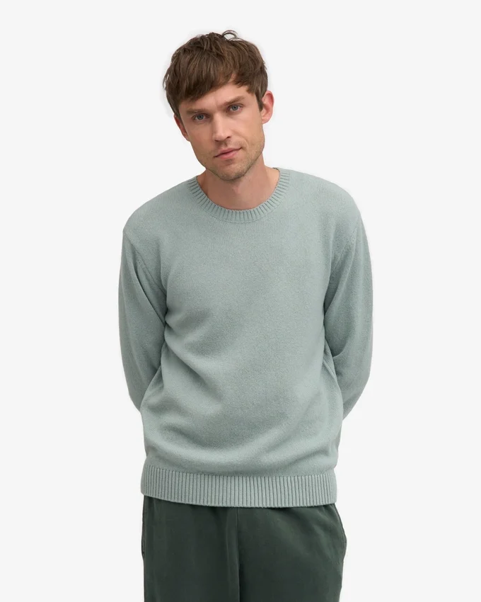 Pull classique en laine mérinos - Bleu acier