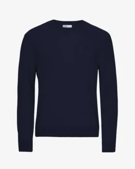 Pull classique en laine mérinos - Bleu marine