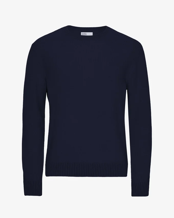 Pull classique en laine mérinos - Bleu marine