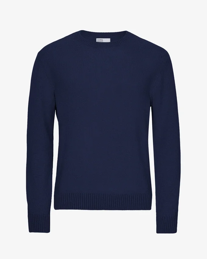 Pull classique en laine mérinos – Bleu marine