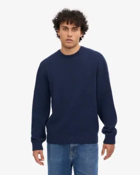 Pull classique en laine mérinos – Bleu marine