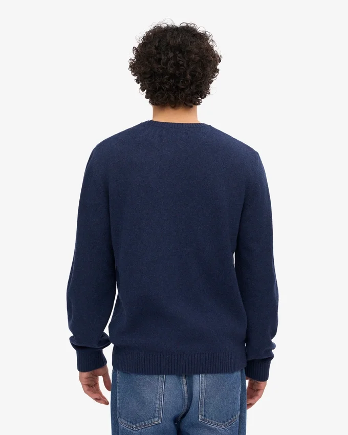 Pull classique en laine mérinos – Bleu marine
